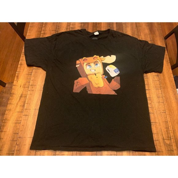 Mens XL Moose Milk Vtg 90s Animated black t shirt retro - Picture 1 of 3